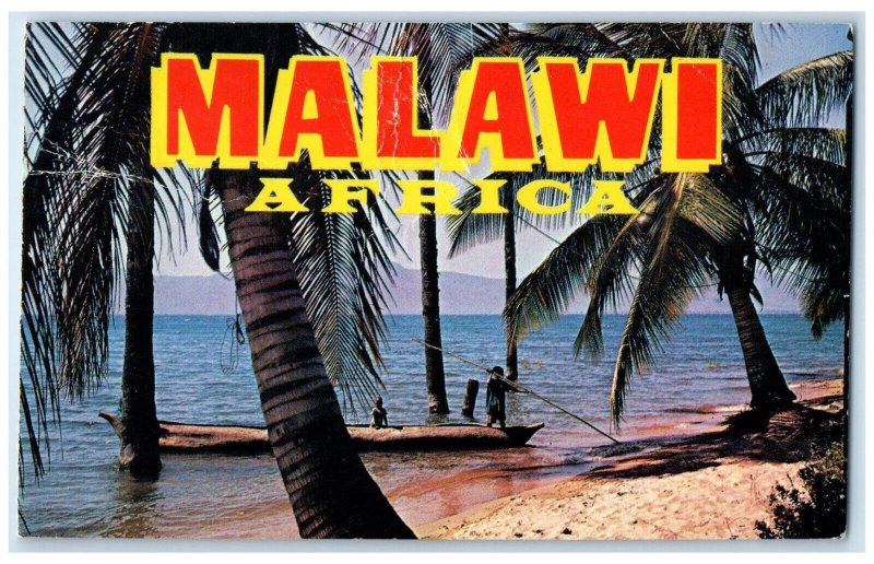 1973 Boat Scene Palm Beach Malawi Africa Air Mail Posted Antique Postcard