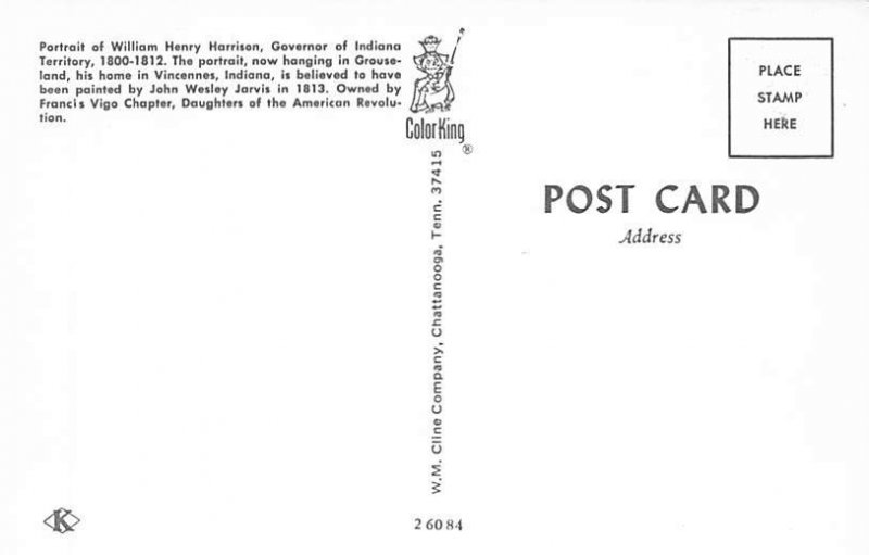 Portrait of William Henry Harrison Governor of Indian Territory View Postcard...