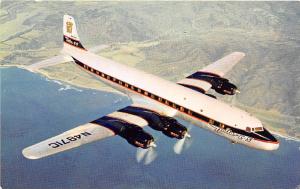 DC-7 Delta Airlines Golden Crown Plane Aircraft postcard