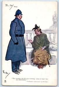 Phil May Signed Postcard Shakespeare Old Woman Beggar Oilette Tuck c1910's