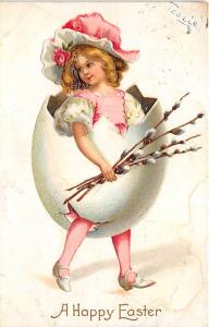 Easter, Ellen H Clapsaddle Holiday Postal Used Unknown, Missing Stamp writing...