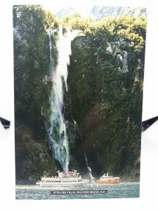 Pleasure Boats at Stirling Falls Milford Sound New Zealand New Vintage Postcard
