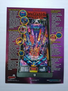 Stranger Things Pro Pinball FLYER Original 2019 NOS Game Paper Art Sheet