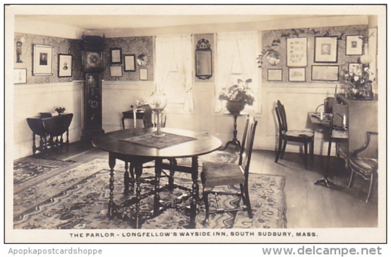 Massachusetts South Sudbury The Parlor Longfellow's Wayside Inn Real Photo