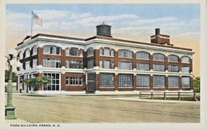 Fargo ND North Dakota Ford Building Bloom Bros USA Flag Vintage Postcard E7