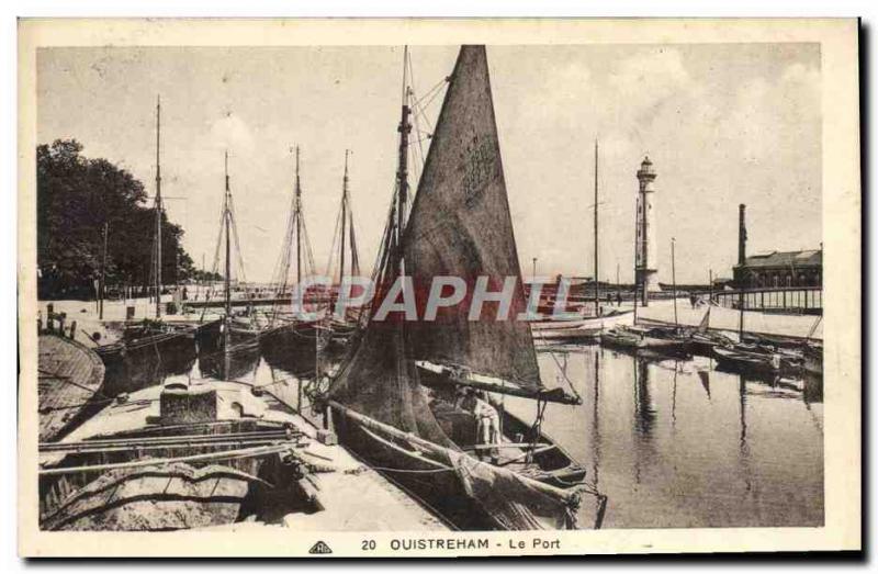 Old Postcard Ouistreham The harbor Boats