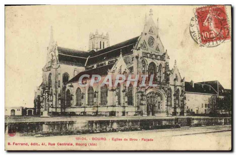 Old Postcard Bourg Church Facade