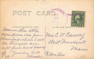 Hanover ME Dirt Street Post Office 1913 Color Cancel RPPC Postcard