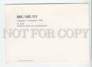 450352 Liechtenstein 1992 year First Day maximum card Royal Family