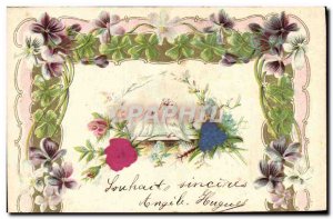 Old Postcard Fantasy Flowers Doves