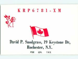 Canada Flag - Qsl Cb Ham Radio Card Rochester New York NY t9464