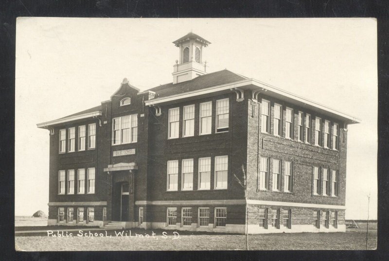 RPPC WILMOT SOUTH DAKOTA PUBLIC SCHOOL VUILDING VINTAGE REAL PHOTO POSTCARD