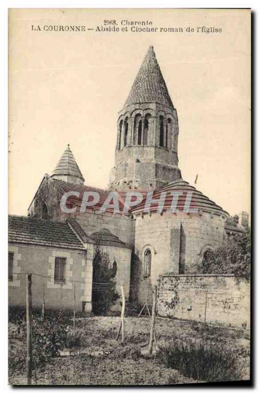 Postcard Old Charente Apse The Crown and Romanesque bell tower of the Church