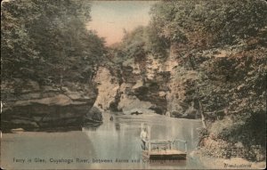 Akron Ohio Cuyahoga River Ferry in Glen Near Falls c1900-20s Vintage Postcard