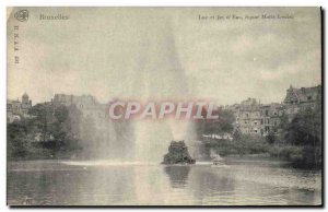 Old Postcard Brussels lake and water jet Square Marie Louise