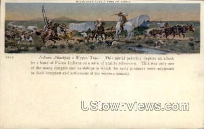 Indians Attacking Wagon Train Painting