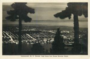 Vancouver, B. C. Canada Night scene from Grouse Mountain Chalet photo postcard