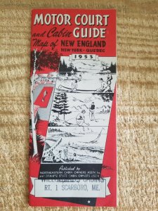MOTOR COURT GUIDE & CABIN MAP OF NEW ENGLAND(NY-QUEBEC)1953.*20DD 