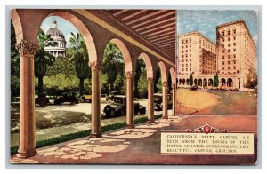 Vintage 1910's Postcard State Capitol Building - Hotel Senator - Sacramento CA