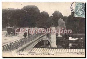 Postcard Surenes Old Bridge overlooking the Bois de Boulogne