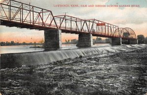 Dam and bridge across Kansas River Lawrence Kansas