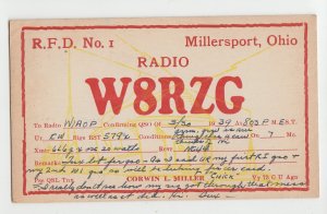 P2908, 1939 postcard radio w8rzg millersport ohio