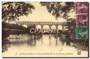 Old Postcard The Pont Du Gard Seen From Face Upstream on the right bank of th...