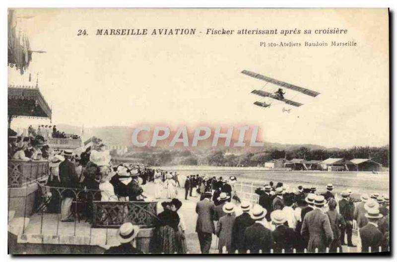 Old Postcard Jet Aviation Aviation Marseille Fischer atterissant after its cr...