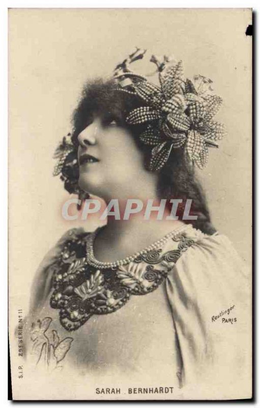 Postcard Old Woman Theater Sarah Bernhardt