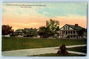 Key West Florida Postcard Parade Grounds Officers Quarters Barracks 1910 Vintage