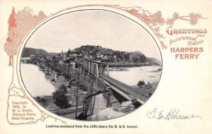 Harper's Ferry West Virginia Greetings From B & O Train Tunnel antique pc BB1780