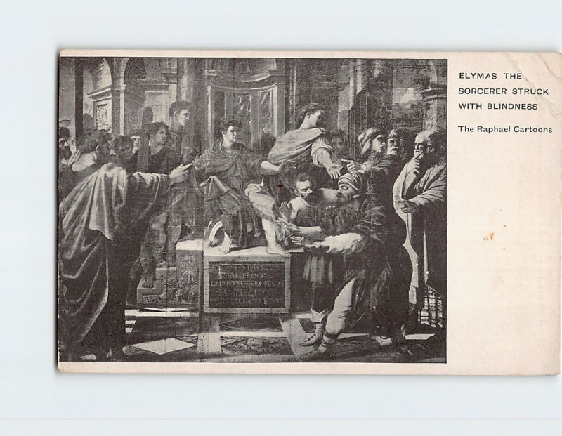 Postcard Elymas The Sorcerer Struck With Blindness The Raphael Cartoons Italy