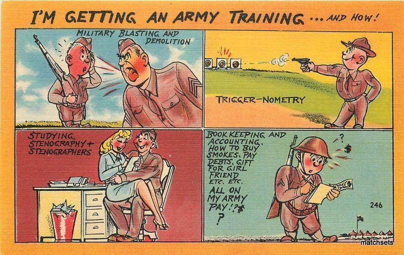 1940s Military WW2 Comic Multi View Colorpicture postcard 5177