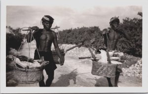 Indonesia Carrying Wood Java Vintage RPPC C080