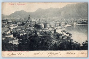 Lombardy Italy Postcard Panorama Aerial View of Como 1904 Antique Posted