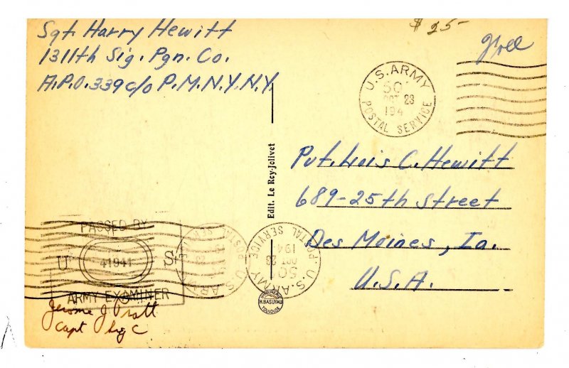 France - Dielette.  Village & Mt. Gilles (Passed by US Army Censor) 