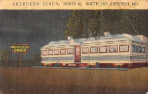 Aberdeen Maryland Aberdeen Diner At Night Vintage Postcard AA41455