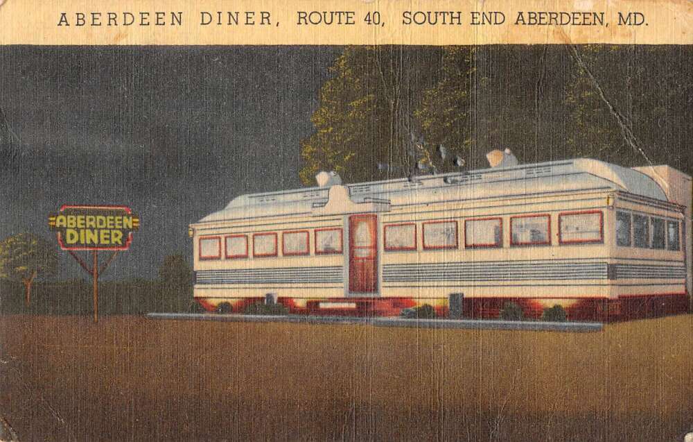 Aberdeen Maryland Aberdeen Diner At Night Vintage Postcard AA41455