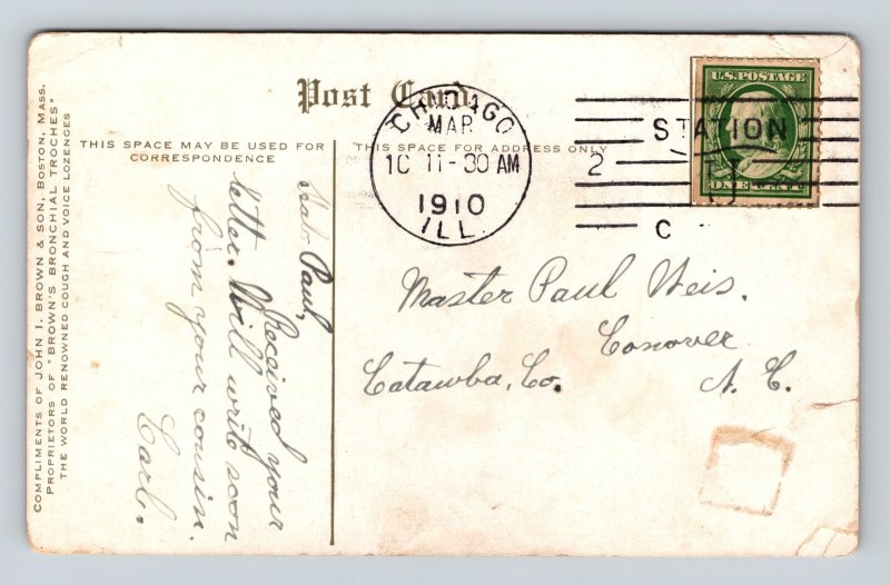 1910 Postcard Old Ironsides The Frigate Constitution Postcard