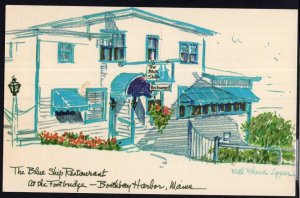 Maine ~ BOOTHBAY HARBOR The Blue Ship Restaurant at the footbridge 1950s-1970s