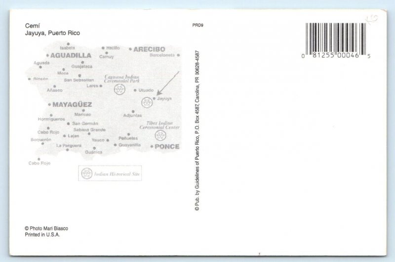 Cemi Jayuya PUERTO RICO 4x6 Postcard