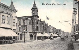 Berlin Wisconsin The White Way Sky Tinted Vintage Postcard U4671