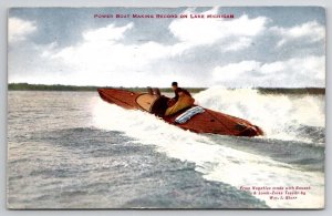 Power Boat Making Record On Lake Michigan 1911 Chicago IL Postcard B45