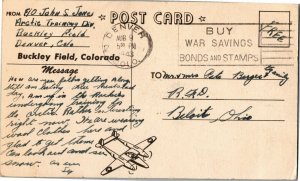 Glenwood Springs CO sent from Buckley Field, Denver CO c1943 Postcard L30