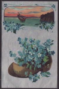 Flowers,Scene,Wooden Shoe Postcard