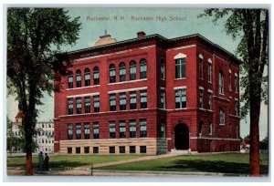 c1920s Rochester High School Exterior Roadside Rochester NH Unposted Postcard