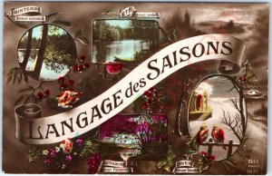 c1920s French Language of Seasons RPPC Hand Colored Real Photo DIX Paris PC A138