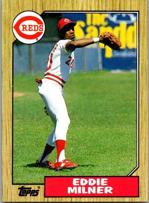 1987 Topps Baseball Card Eddie Milner Cincinnati Reds sk3305