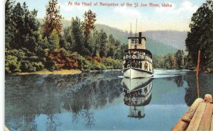 Head of Navigation, St. Joe River, Idaho Boat c1910s M. Rieder Vintage Postcard