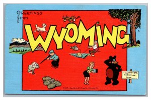 Greetings From WYOMING Multi View Postcard